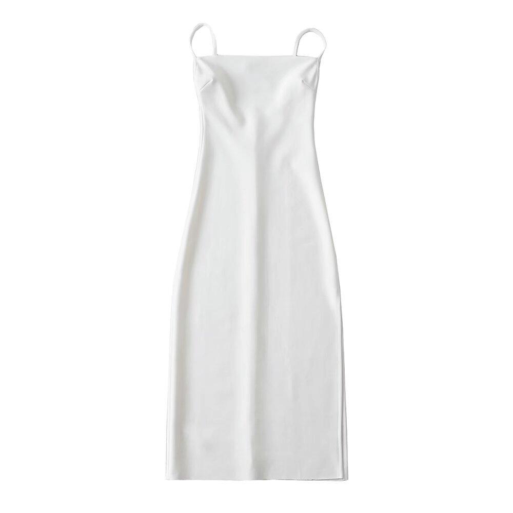 Kendou French sexy one-word collar high waist slim side split suspender medium and long dress hip skirt women