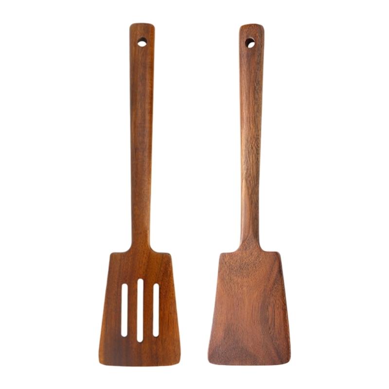 Nonstick Pan Wooden Spatula High Temperature Resistant Acacias Kitchen Tool Ergonomic Grip For Flipping Stirring Serving