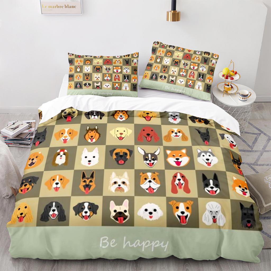 Cartoon Dog Animals Duvet Cover King Queen Size Lovely Pet Puppy Bedding Set For Kids Boys Girls Wildlife Polyester Quilt Cover