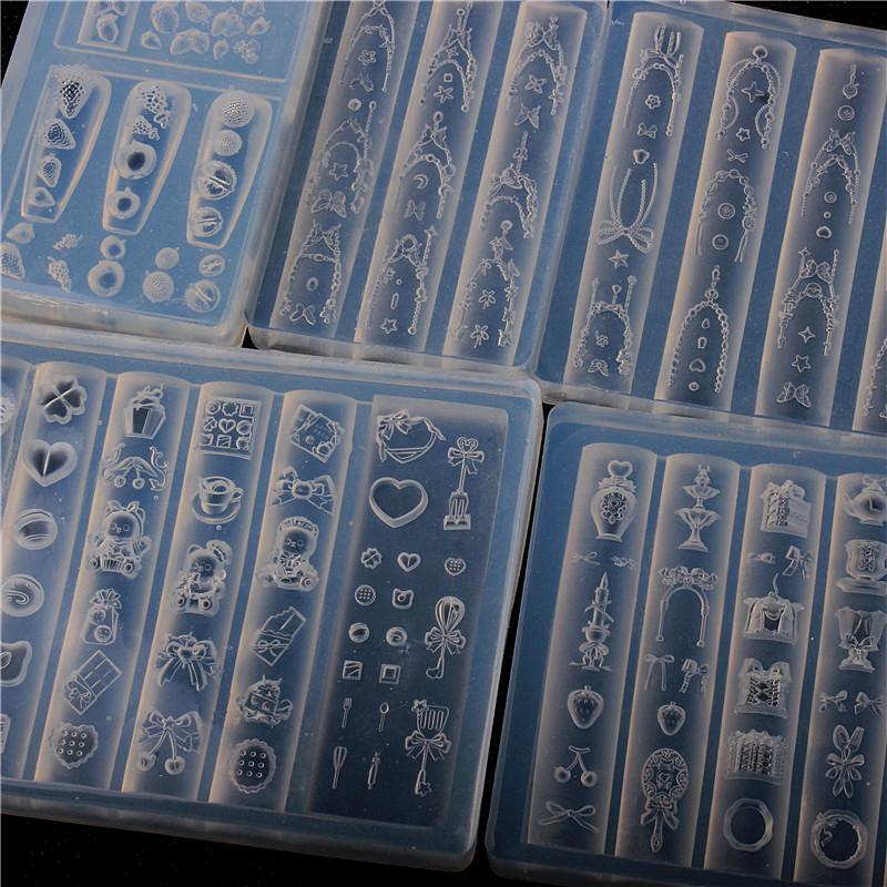 Nagelkunst Weiche Silikon Schleife Form 3D Schnitzen Gebogene Schablone Werkzeuge Kunstbedarf Nagelkunst Charms Zubehör