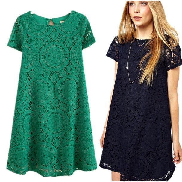 Elegante Abito in Pizzo Stile Europeo Abito Corto Svasato Vita Alta