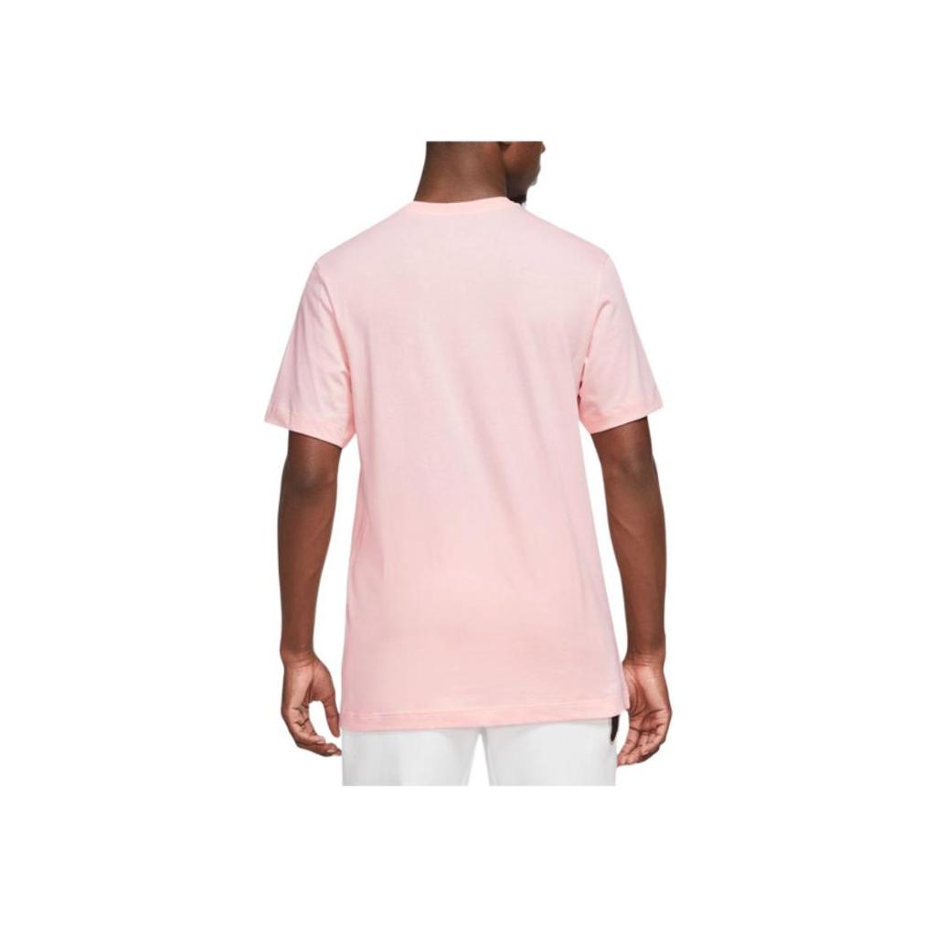 Nike Logo Print Crew Neck Short Sleeve T-Shirt Men Tops Pink AR4999-686