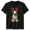Bull Terrier Reindeer Christmas Lights Animals Unisexs TShirt Unisexs Tee Graphic