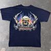 2000s Easy Riders Flaming Skull Motorcycle Biker Tee | XL