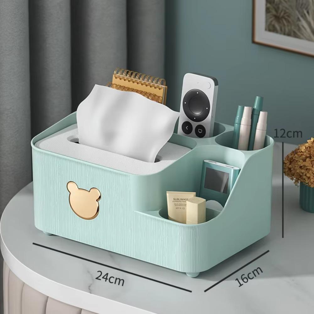 Household Tissue Storage Box Desktop Cartoon Little Bear Paper Boxes Phone Holder Design Tissue Box Divided Storage Paper Boxes