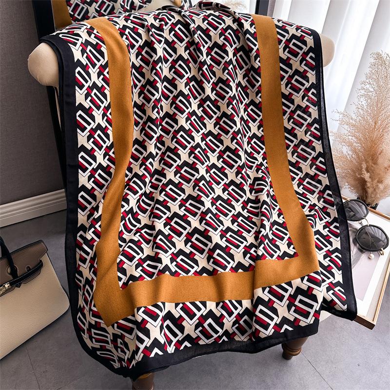 2024 Autumn/Winter New Extended Cotton And Hemp Sunscreen Warm Shawl Neck Versatile Headscarf For Women