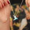 Huitan Blue Green Enamel Bird Necklace for Women Silver Color Gold Plated Cute Bird Pendant Necklace Gift Unique Wedding Jewelry