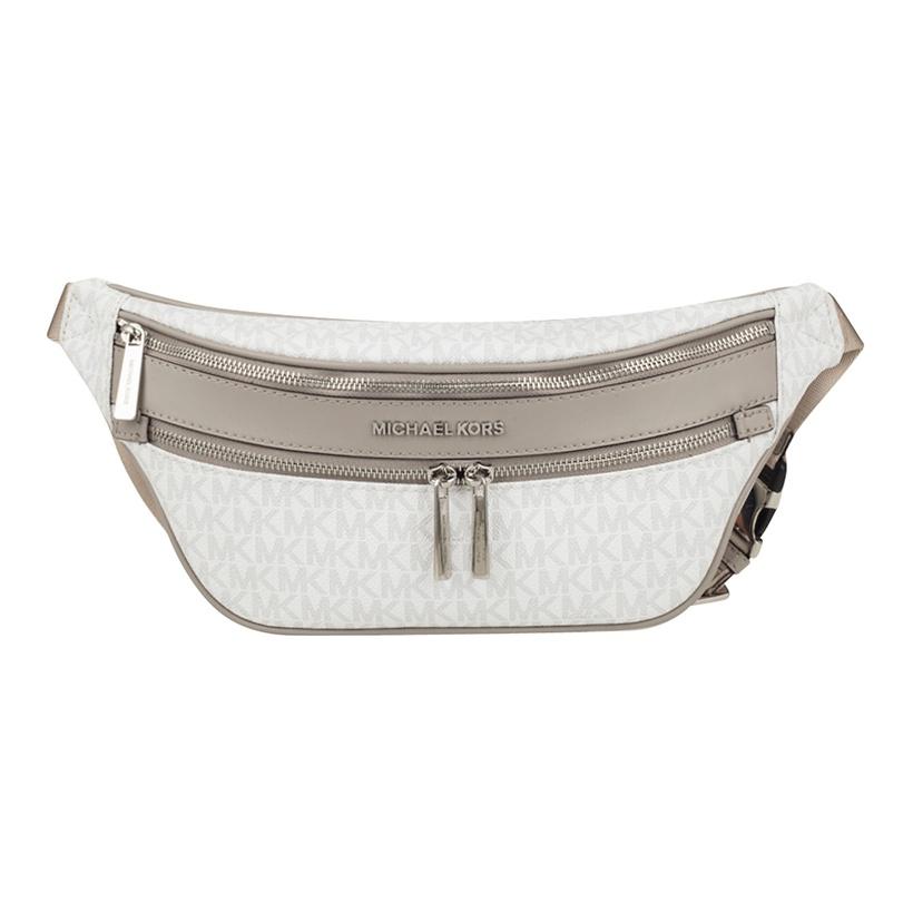 

Michael Kors Kenly Vintage Monogram Leather Pvc Crossbody Waist Bag Medium Women bags White Gray 35T9SY9N8B-BRIGHT-WHT Basic Set (Bag+Dust Bag)