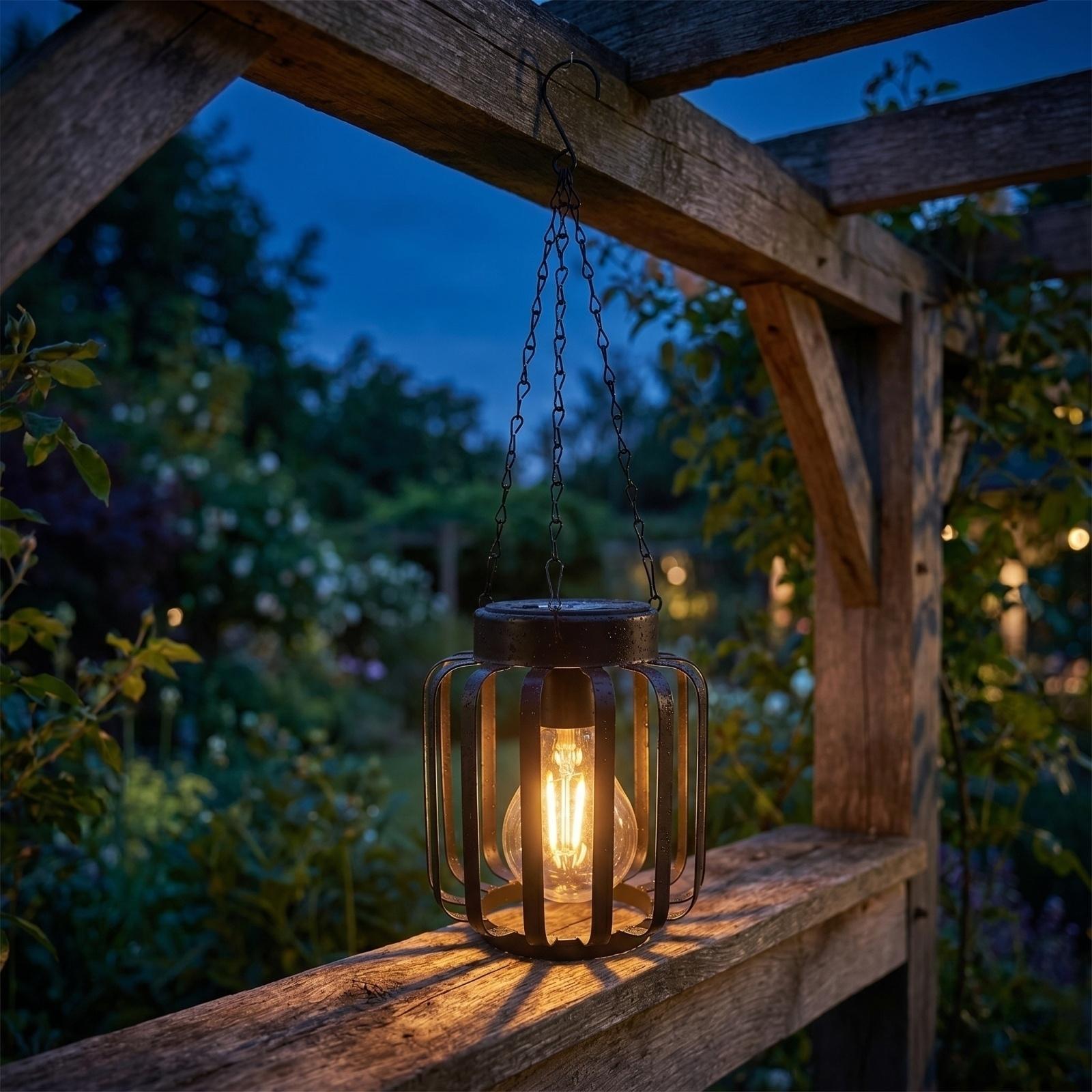 

Outdoor Hanging Lantern Waterproof Garden Decorative Light with Hollow Cage Design for Patio Yard Porch Ambient Lighting one size чёрный