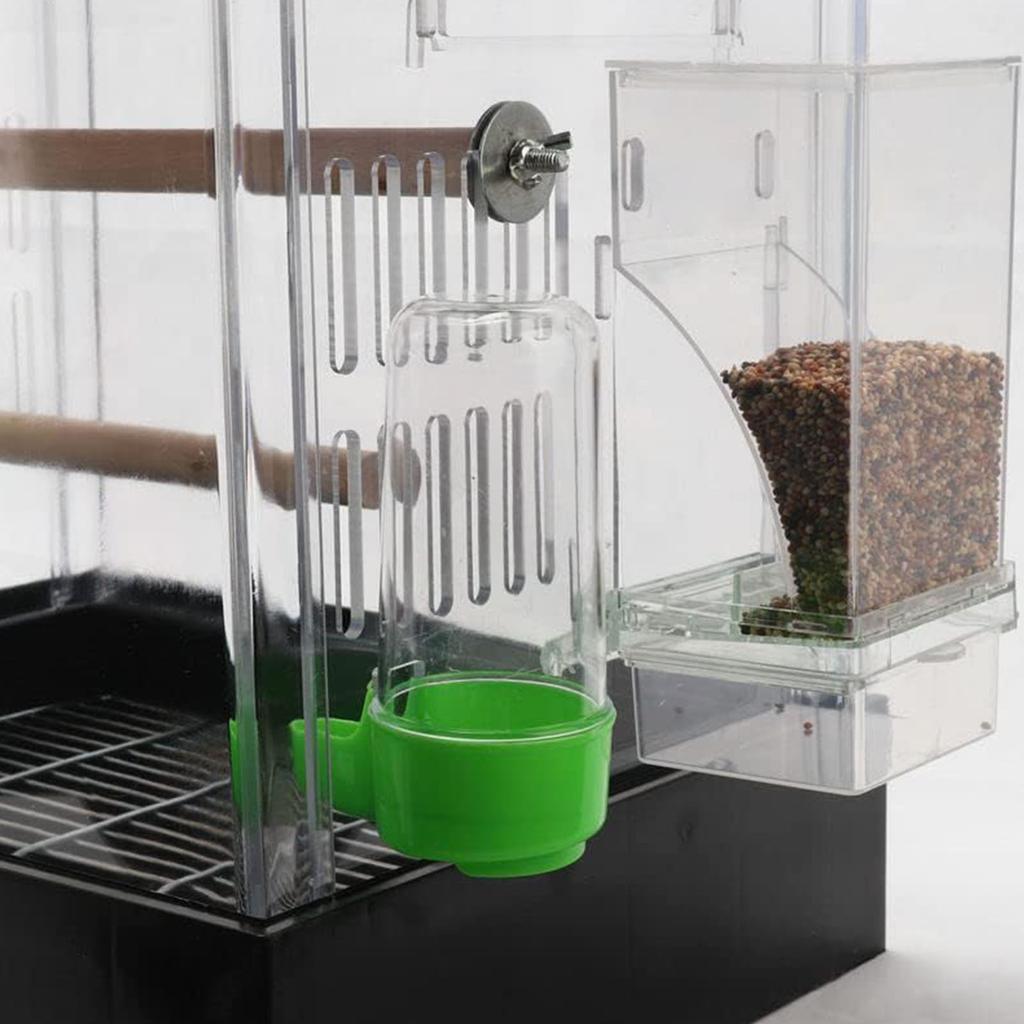 Antispilling Birdcage Feeder Parrots Feeding Box for Budgies Automatic Bird Feeder Seed Container Bird Feeding Supplies