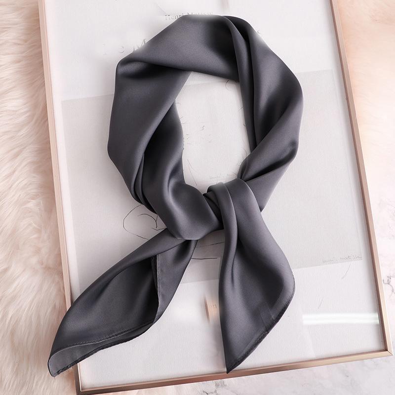 Solid 50s Neck Scarf Solid Color Hair Ribbon Scarf Retro Imitation Silk Necktie Long Skinny Scarf For Purse