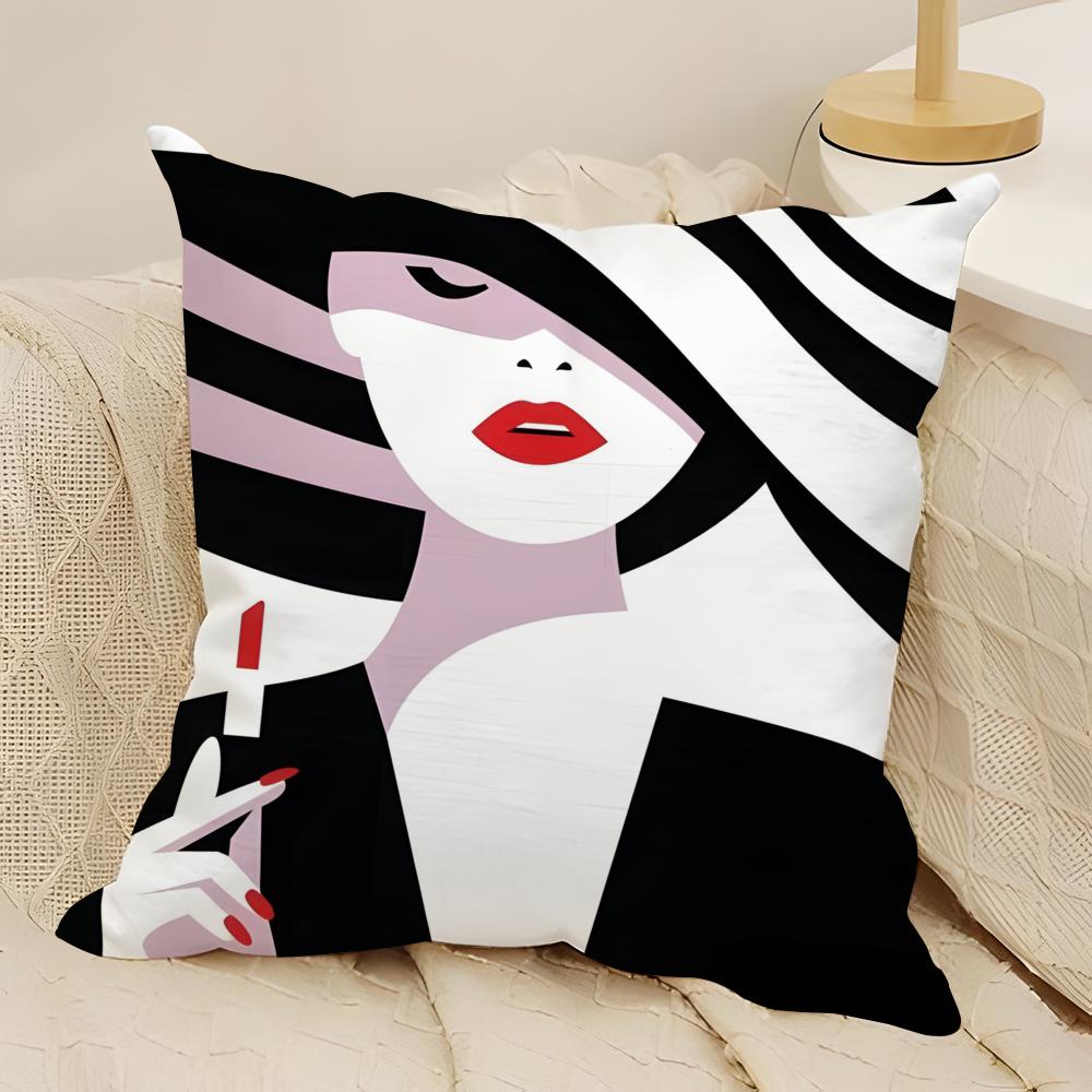 Minimalistischer Illustrator Malika Favre Kissenbezug Naturleinen Beidseitiger Druck Sofa Heimdeko Kissenhülle