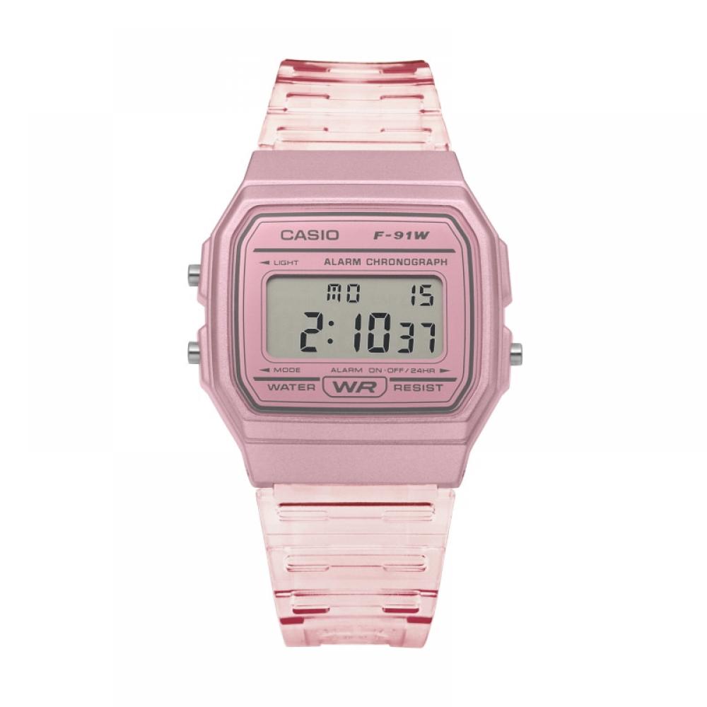 Casio F 91ws 4hdF  F 91ws 4  Digital Square Vintage Retro Clear Public Pu Watch