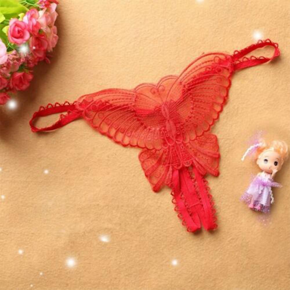 Womens Panties Butterfly G-string Lace Open Crotchles