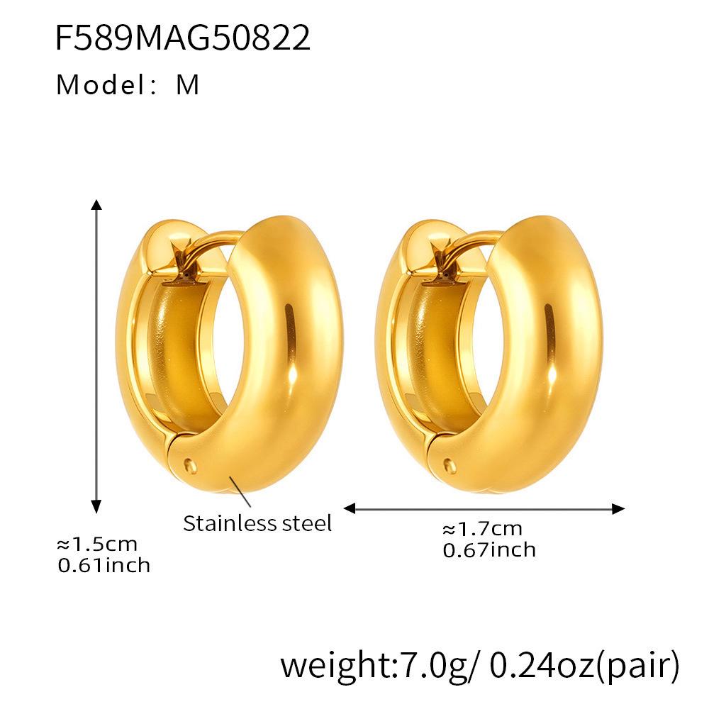 Qiong Yao 18K Gold Plated Stainless Steel Hoop Earrings - Simple, Fashionable Women's Jewelry