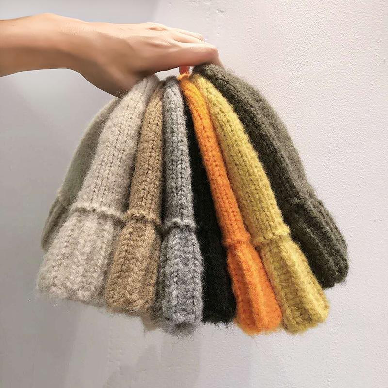 Maillard Autumn and Winter Hat Women's Korean Version Versatile Woolen Fisherman Hat Korea Dongdaemun Same Style Warm Knitted Hat