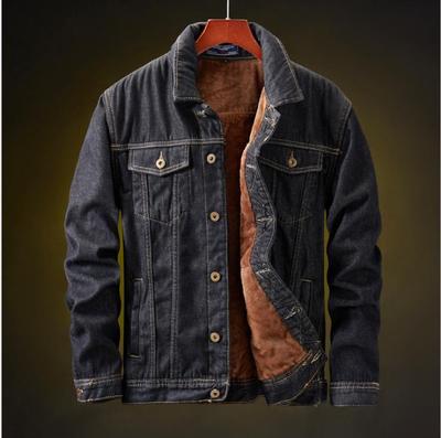 2018 Men's Winter Fleece-Lined Denim Jacket, Warm and Thickened, Korean Slim Fit, Plus Size Available