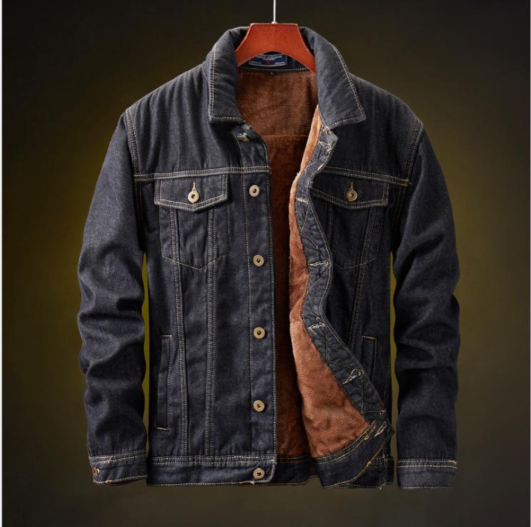 2018 Men's Winter Fleece-Lined Denim Jacket, Warm and Thickened, Korean Slim Fit, Plus Size Available