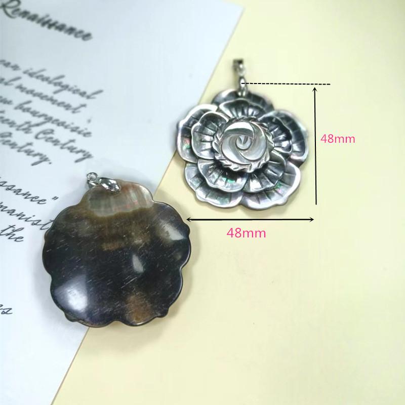 Handmade Black Shell Three Layer Flower Jewelry With Polished Finish For Fashion Enthusiasts