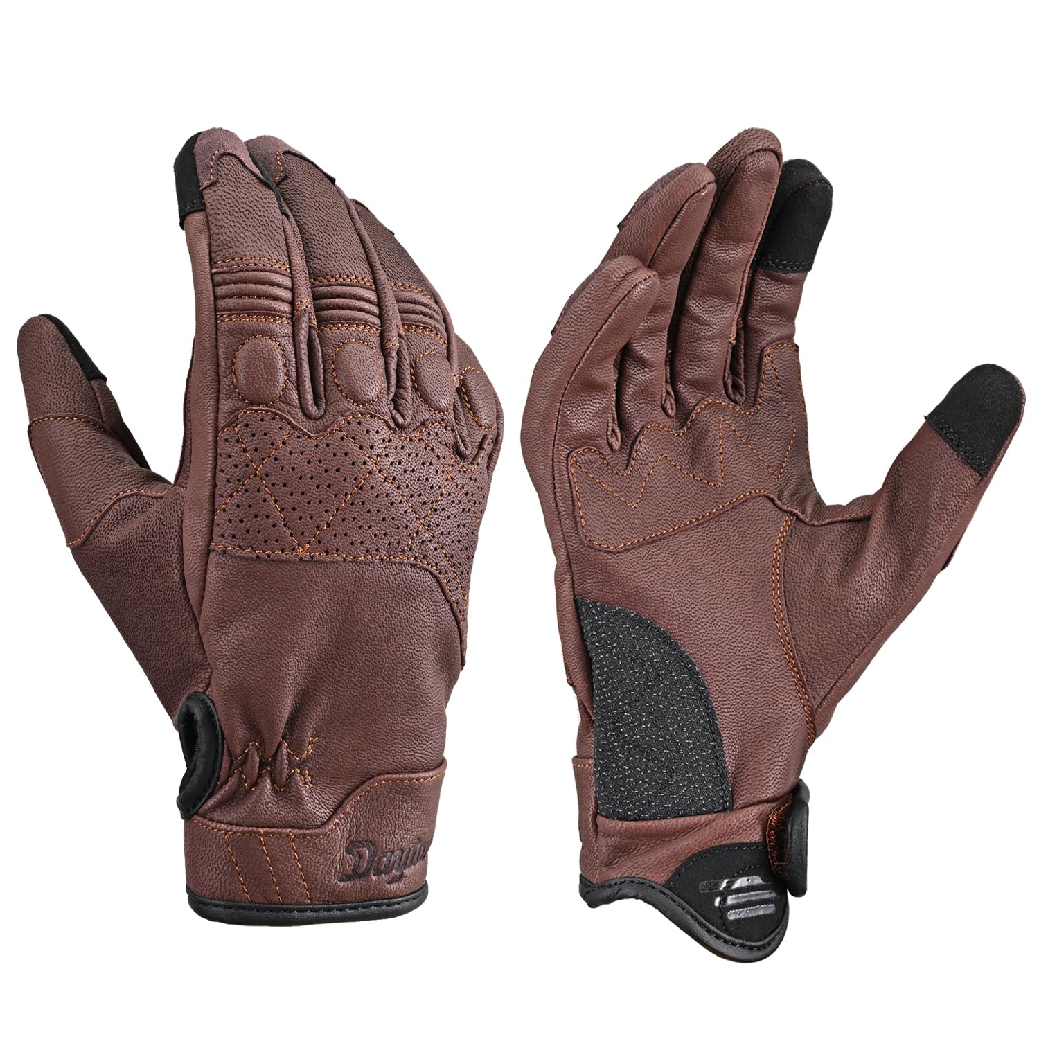 

Daytona Motorcycle Leather Smartphone Throwback Leather Gloves Size 61727 Gloves, (Goat Leather), Winter, Summer, Autumn, Spring, Compatible, DG-019,