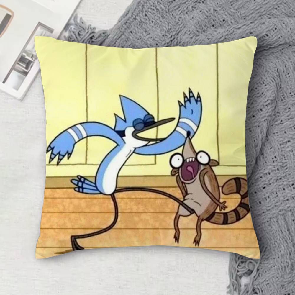 RRegular Show Doublesided Printed Square Decorative Cushion Cover for Sofa Living Room Home Decor