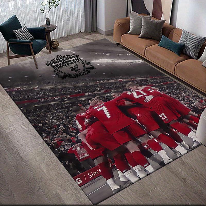 Tappeto Stampato Flanella Giocatori del Liverpool, Decorazione Divano Casa per Soggiorno e Camera da Letto, Tappetino in Flanella Antiscivolo per Sala Giochi