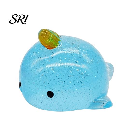TPR Stress Ball Mini Glitter Animal Squeeze Toy, Whale Hedgehog Dolphin Crab Rabbit Decompression Toy Pinch Anxiety Relief Stretchy Ball, Party Favors синий