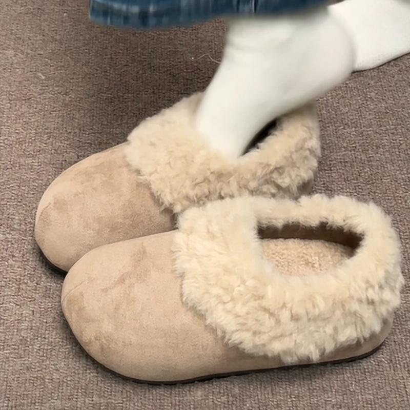 Platform Half Slippers Women 2026 New Autumn Winter Outdoor Non Slip Thicken Warm Shoes Lightweight Comfortable Cotton Slippers