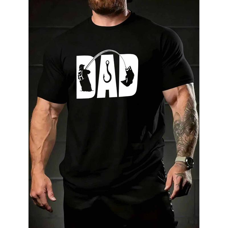 European Sizes Men's Fashion T-shirt Featuring a Creative "DAD" Fishing Logo Print On the Chest. Inspired by Fishing Culture