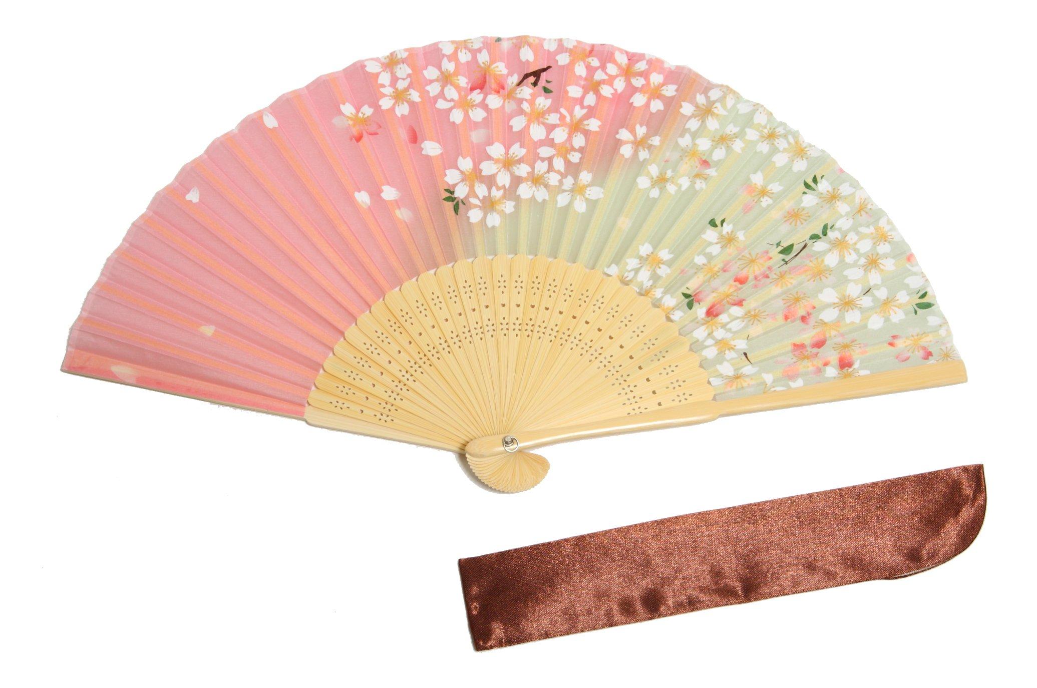 

[Hasegawa] Женский шелковый веер с чехлом, в коробке (Розовый цвет цветения сакуры)