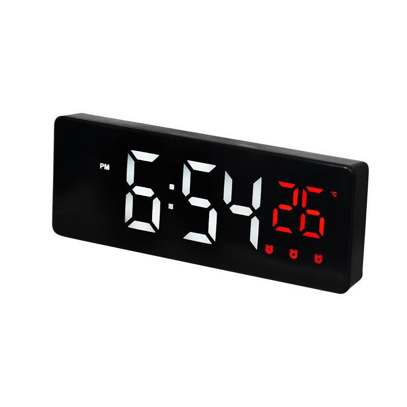 Silent LED Mirror Clock with Three Alarms - Ideal for Students & Kids' Bedside Desk