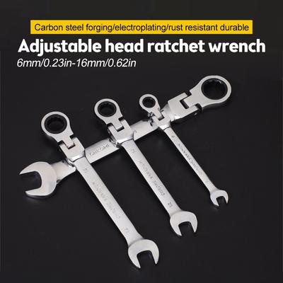 Flexible Pivoting Head Ratchet Wrench Spanner Garage Metric Hand Tool 6mm-14mm For Auto and Home Repair 1pcs