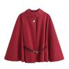 Belt Poncho Capes Women Black Cloaks Winter Coats Woman Bat Sleeve Cape Coats Fashion Women's Cape Jacket
