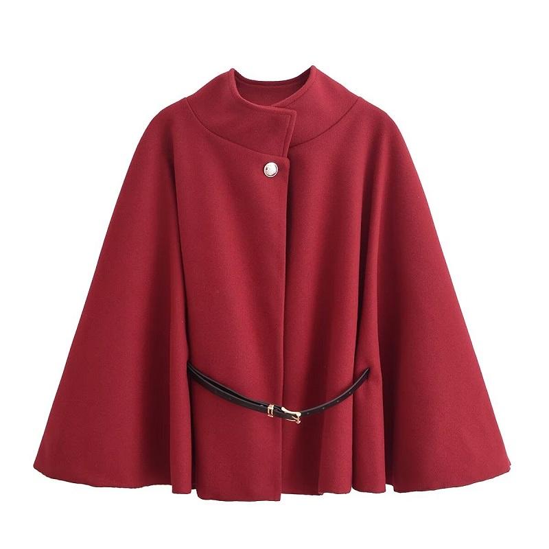 Belt Poncho Capes Women Black Cloaks Winter Coats Woman Bat Sleeve Cape Coats Fashion Women's Cape Jacket