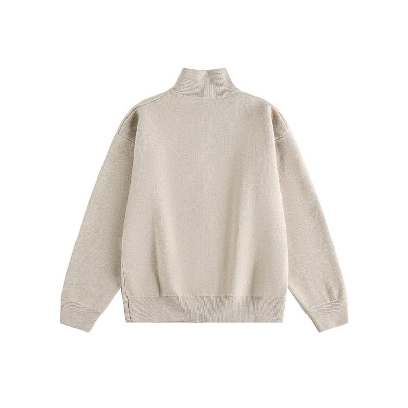 Unisex Oversized Knit Cardigan With Stand Collar Casual Loose Fit Pullover Fall Youth Fashion
