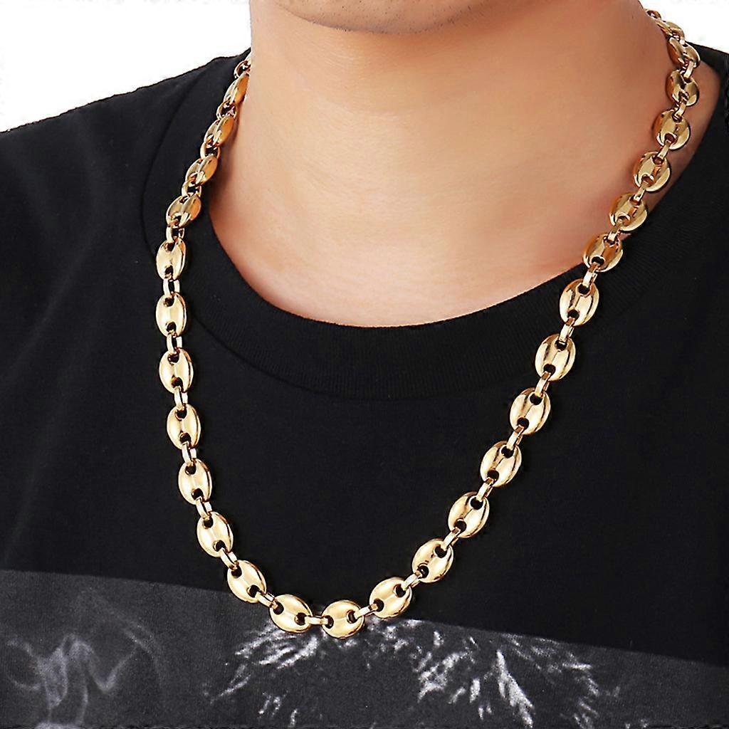 11mm Coffee Beans Chains Bracelets Stainless Steel Hiphop Necklace for Men Women