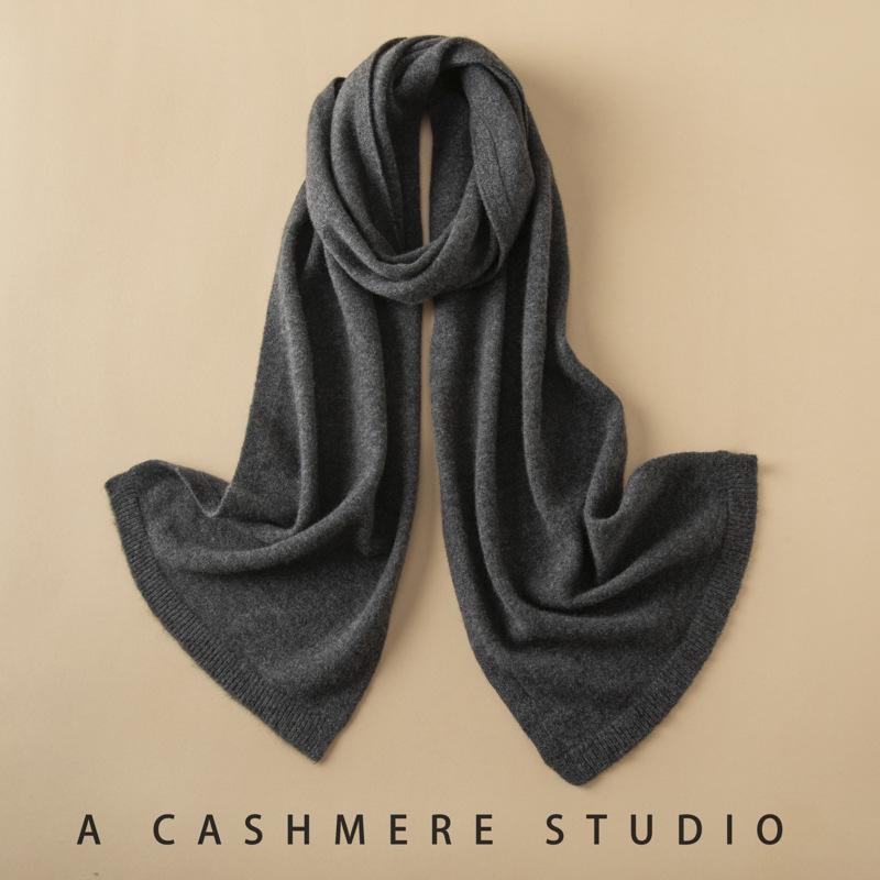 Women's 100% Pure Cashmere Scarf - Autumn/Winter Solid Color, Fashionable & Versatile Knit Shawl