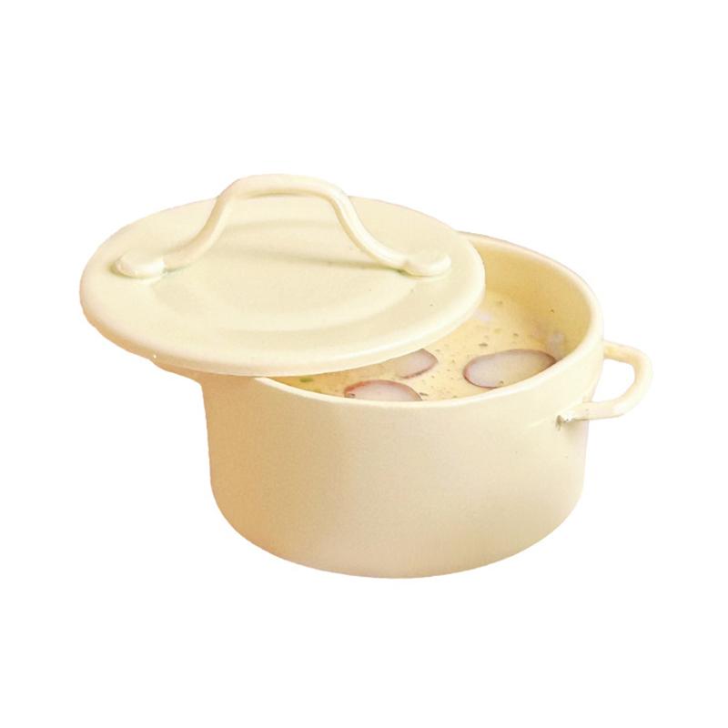1/12 Puppenhaus Mini Sahne-Pilzsuppe Topf Modell Puppenhaus Simulation Küchen Dekoration Zubehör Rollenspiel Spielzeug