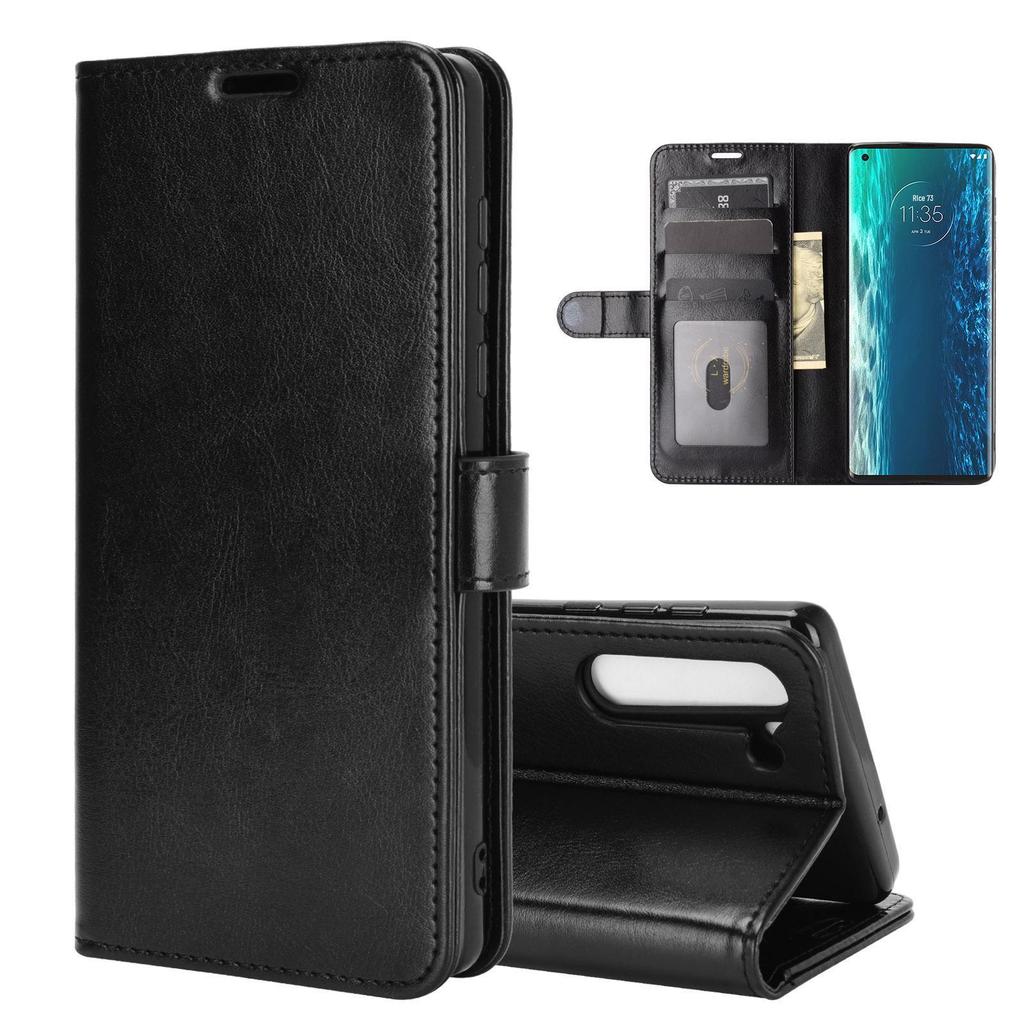 Motorola Edge Leather Flip Case with Crazy Horse Texture & Photo Frame