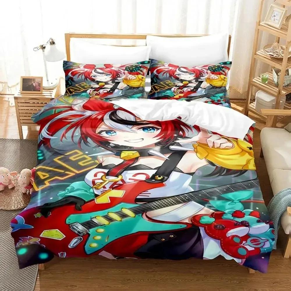 3D Print Hakos Baelz Anime Bedding Set Duvet Cover Bed Set Quilt Cover Pillowcase Comforter King Queen Size Boys Adult Bedding