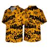 Men's V Neck Halloween Print Scrub Top with Chest Pocket Short Sleeve Medical Work Shirt for Healthcare Professionals and Caregivers