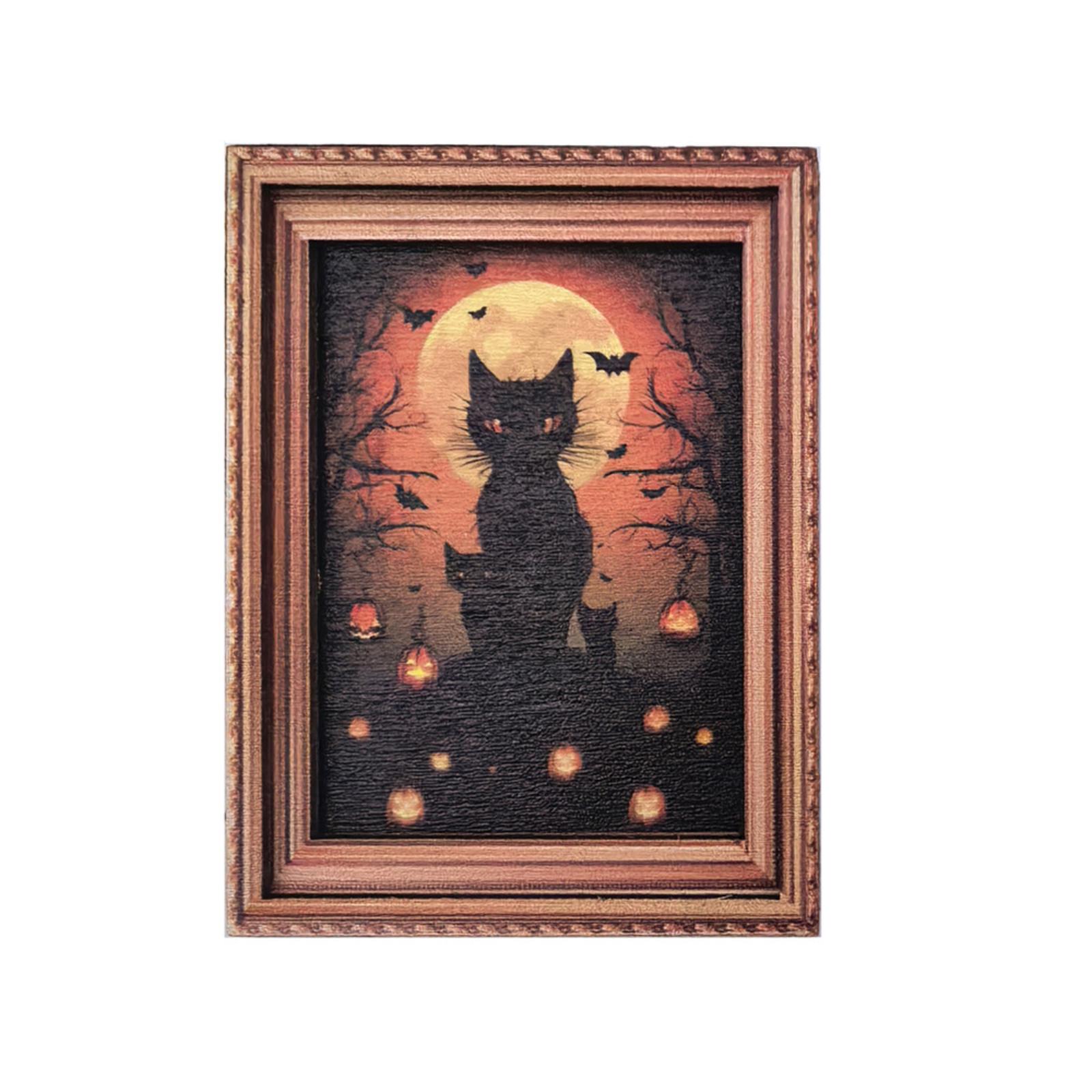 

Creative Halloween Retro Photo Frame Magnetic Fridge Magnet Wooden Poster Fridge Magnet One Size
