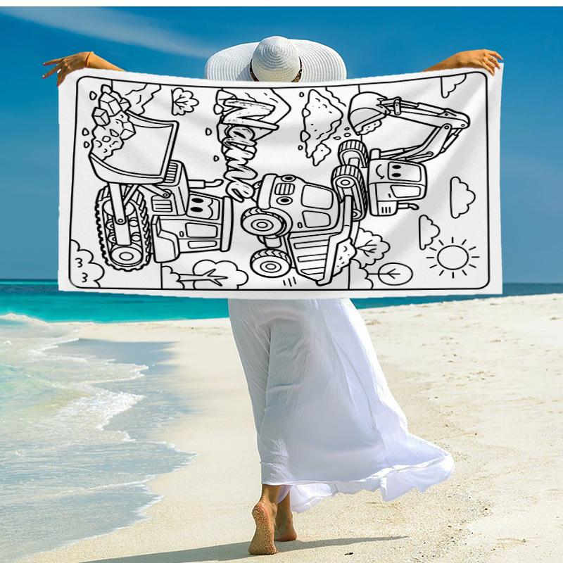 Individuelles ultraweiches Strandtuch mit Bagger-Thema, ideal für Pool - Camping, Tauchen - Perfekter Reisebegleiter, Lebendiges Strandtuch.