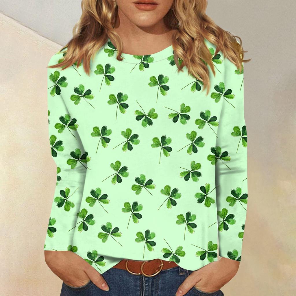 Long Sleeve Shirts For Women Cute Print Graphic Tees Blouses Casual Plus Size Basic Tops Pullover Christmas