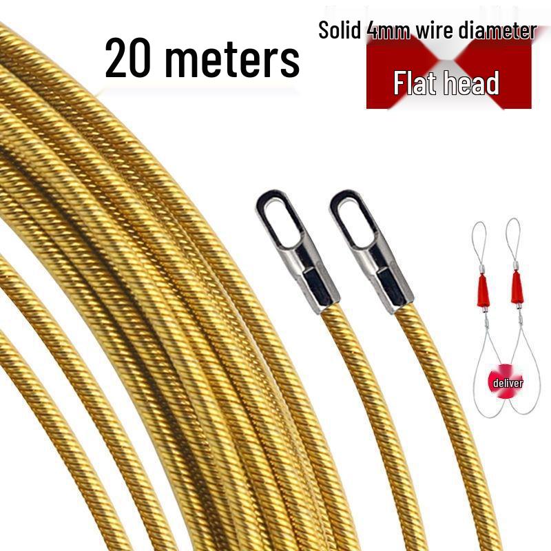 Nástroj pro protahování kabelů pro elektrikáře: Ocelová pružinová vodicí tyč pro skryté optické kabely s plochou hlavou