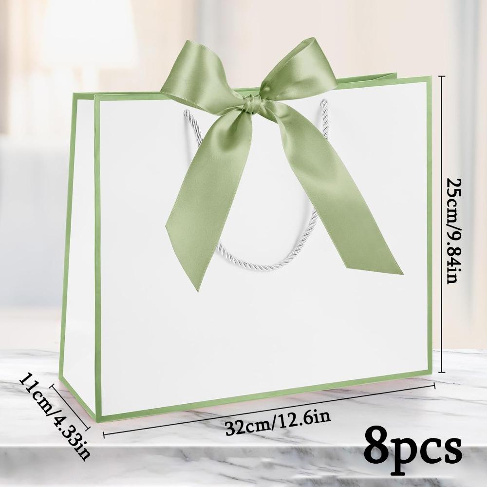 8pcs Gift Bags with Handle Thank You Gift Bags Welcome Bags Gifts with Bow Ribbon Paper Handbag Party Favor Bags Shopping Bags Gift Wrap Box