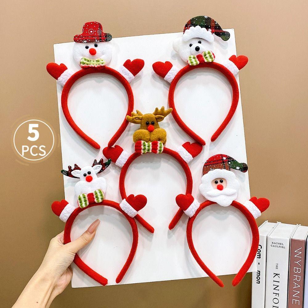 5PCS Santa's Hat Christmas Hair Hoop Snowman New Year Hairband Cute 2025 Headband  Prom Props