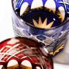 Kobo Edo Kiriko Yotsuba with Yarai Fish Crest Old Glass TB94429AB Wooden Box Made In Japan [Taimuro Official] (Amber Ruri)