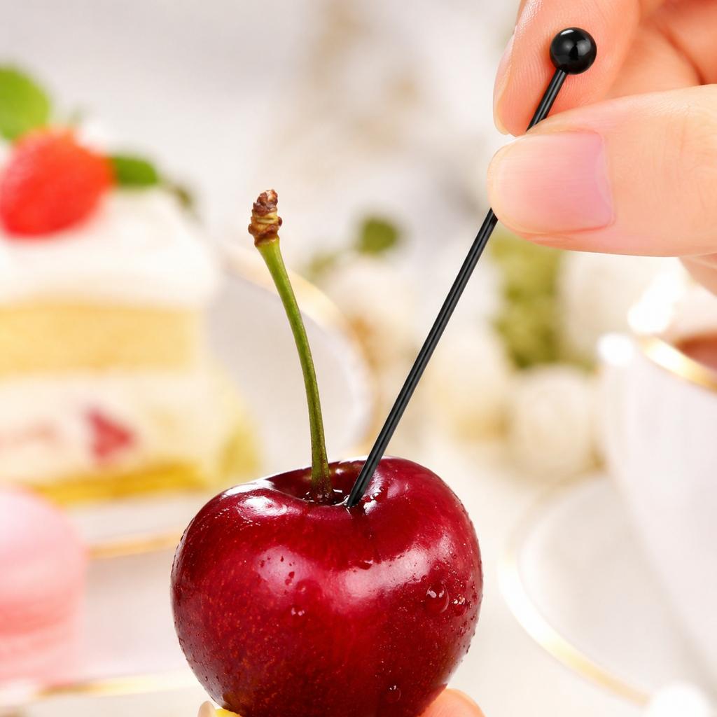 304 Stainless Steel Fruit Picks Cocktail Sticks Dessert Decoration Appetizer Skewers Party Serving Accessories with Pointed End and Round Handle