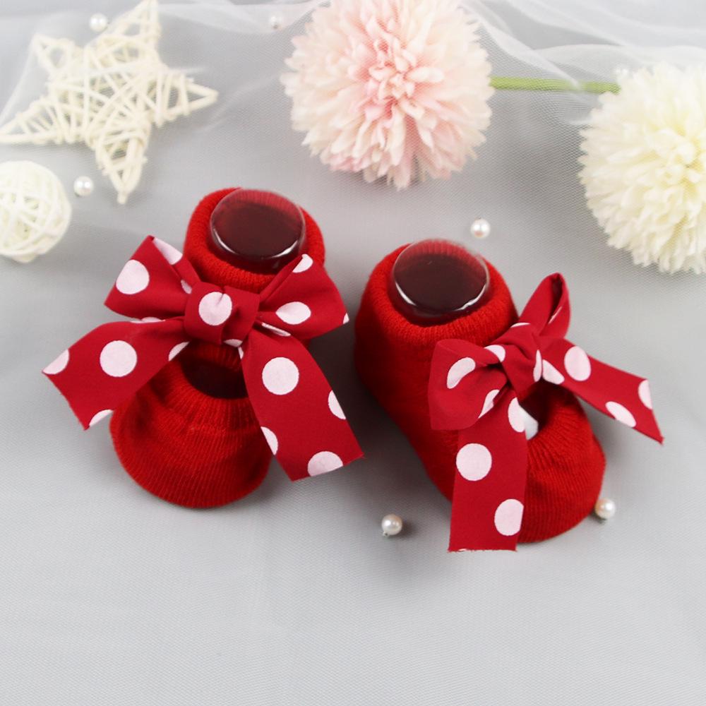 

Big Red Bow Baby Non-Slip Socks for 0-1 Year Olds - Formal and Casual Toddler Socks 0-1 Year